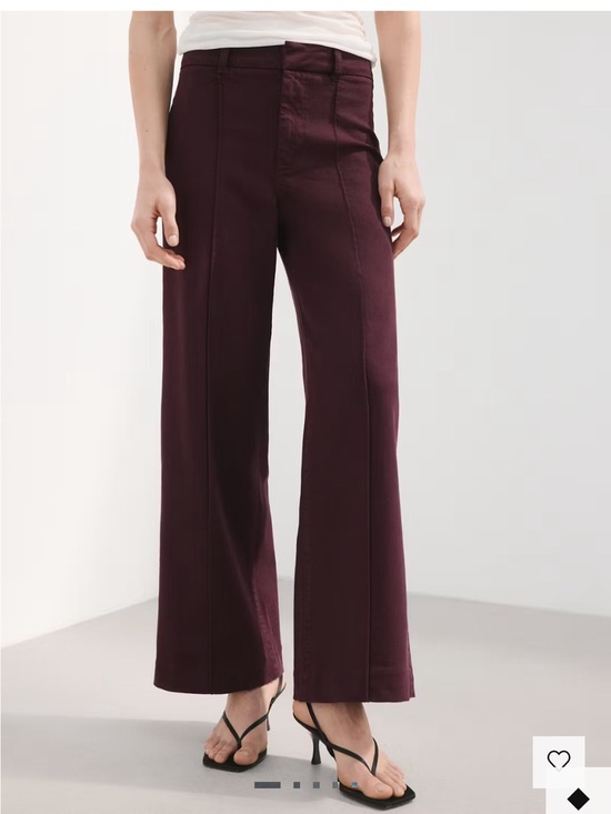 Mango Denim - Mango Wide-Leg High-Waist Pants in Deep Plum
